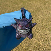 Purple Ghost Custom Character Pendant CZ Diamonds with Rope Necklace